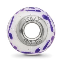 Sterling Silver Reflections Purple Glitter Flower Italian Glass Bead view 2