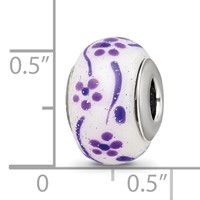 Sterling Silver Reflections Purple Glitter Flower Italian Glass Bead view 4