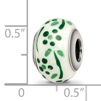 Sterling Silver Reflections Green Glitter Flower Italian Glass Bead view 4