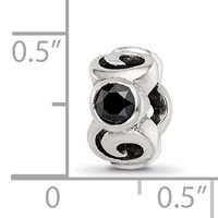 Sterling Silver Reflections Black CZ Bead view 5