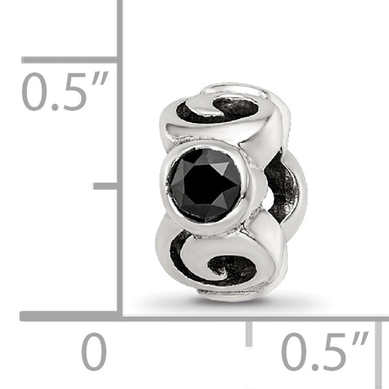 Sterling Silver Reflections Black CZ Bead