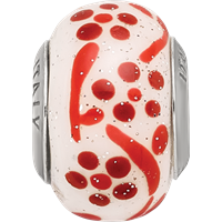 Sterling Silver Reflections Brown Orange Glitter Flower Italian Glass Bead view 3