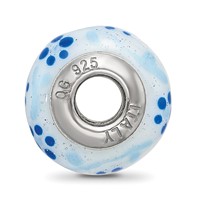 Sterling Silver Reflections Blue Glitter Flower Italian Glass Bead view 2