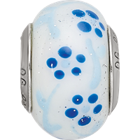 Sterling Silver Reflections Blue Glitter Flower Italian Glass Bead view 3