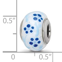 Sterling Silver Reflections Blue Glitter Flower Italian Glass Bead view 4