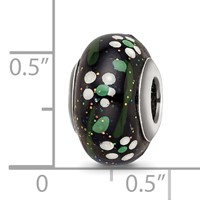 Sterling Silver Reflections White Flower Glitter Black Italian Glass Bead view 4