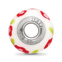 Sterling Silver Reflections Red Pink Flower Italian Glass Bead view 2
