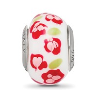 Sterling Silver Reflections Red Pink Flower Italian Glass Bead view 5