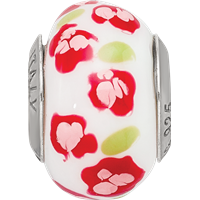 Sterling Silver Reflections Red Pink Flower Italian Glass Bead view 3