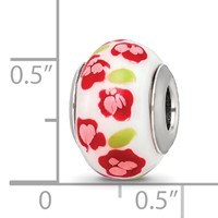 Sterling Silver Reflections Red Pink Flower Italian Glass Bead view 4