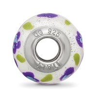 Sterling Silver Reflections Purple Blue Flower Italian Glass Bead view 2