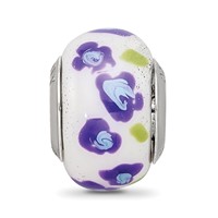 Sterling Silver Reflections Purple Blue Flower Italian Glass Bead view 5
