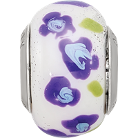 Sterling Silver Reflections Purple Blue Flower Italian Glass Bead view 3