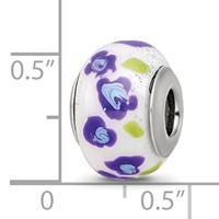 Sterling Silver Reflections Purple Blue Flower Italian Glass Bead view 4