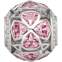 Sterling Silver Reflections Flowers with Pink CZ Bead view 4