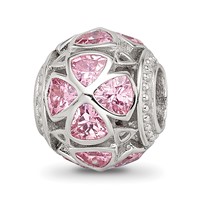 Sterling Silver Reflections Flowers with Pink CZ Bead view 1