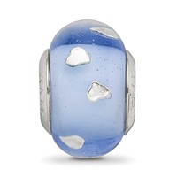 Sterling Silver Reflections Blue and Silver Hearts Glass Bead view 5