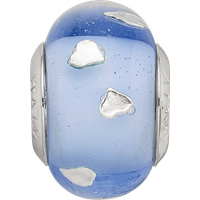 Sterling Silver Reflections Blue and Silver Hearts Glass Bead view 3