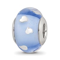 Sterling Silver Reflections Blue and Silver Hearts Glass Bead view 1