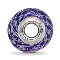 Sterling Silver Reflections Navy and White Weaved with Pink Glass Bead view 2
