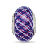 Sterling Silver Reflections Navy and White Weaved with Pink Glass Bead view 5