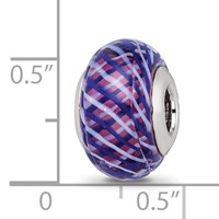Sterling Silver Reflections Navy and White Weaved with Pink Glass Bead view 4