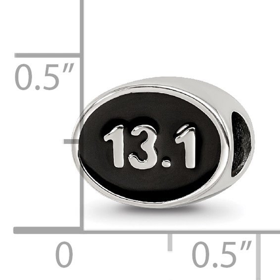 Sterling Silver Reflections Black Enameled Half Marathon Bead