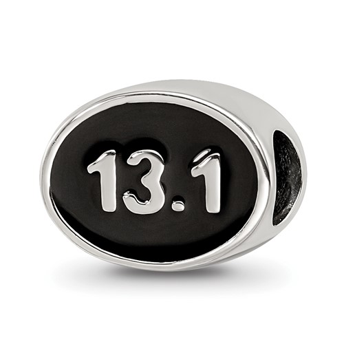 Sterling Silver Reflections Black Enameled Half Marathon Bead