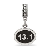 Sterling Silver Reflections Black Enameled Half Marathon Dangle Charm view 3