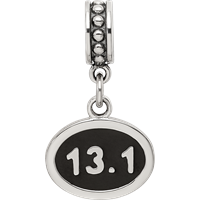 Sterling Silver Reflections Black Enameled Half Marathon Dangle Charm view 4
