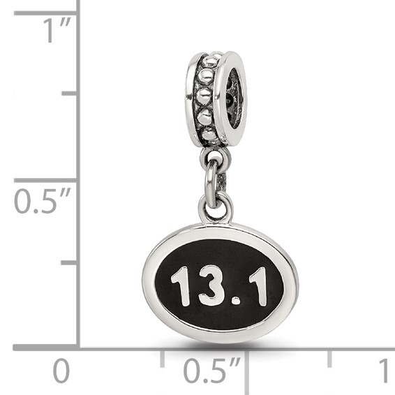 Sterling Silver Reflections Black Enameled Half Marathon Dangle Charm