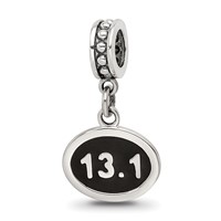 Sterling Silver Reflections Black Enameled Half Marathon Dangle Charm view 1