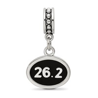 Sterling Silver Reflections Black Enameled Marathon Dangle Charm view 3