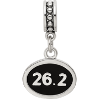 Sterling Silver Reflections Black Enameled Marathon Dangle Charm view 4