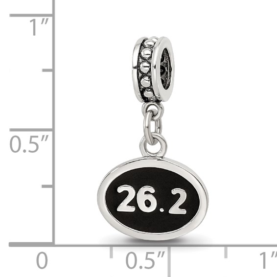 Sterling Silver Reflections Black Enameled Marathon Dangle Charm