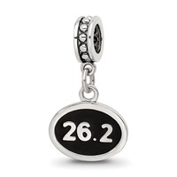 Sterling Silver Reflections Black Enameled Marathon Dangle Charm view 1