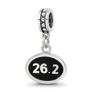 Sterling Silver Reflections Black Enameled Marathon Dangle Charm