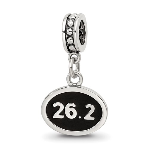 Sterling Silver Reflections Black Enameled Marathon Dangle Charm