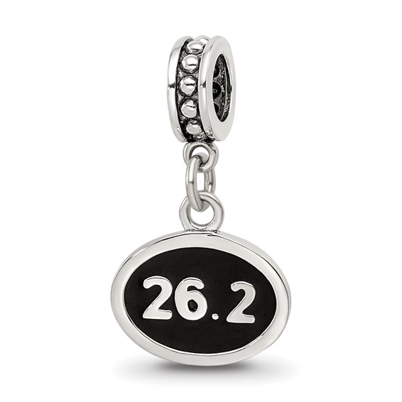 Sterling Silver Reflections Black Enameled Marathon Dangle Charm
