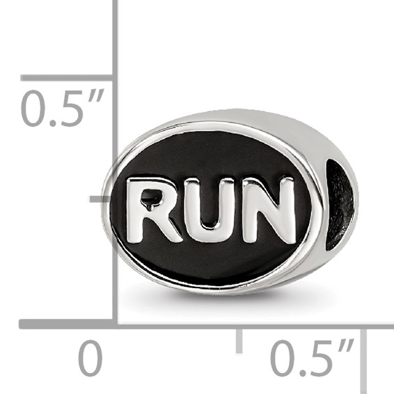 Sterling Silver Reflections Black Enameled Run Bead