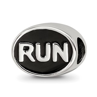 Sterling Silver Reflections Black Enameled Run Bead