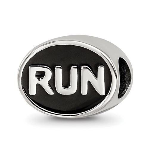 Sterling Silver Reflections Black Enameled Run Bead
