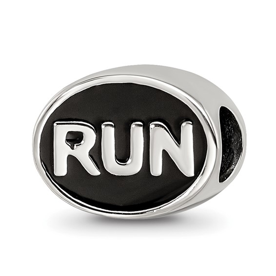 Sterling Silver Reflections Black Enameled Run Bead