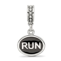 Sterling Silver Reflections Black Enameled Run Dangle Charm view 3