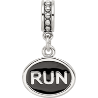 Sterling Silver Reflections Black Enameled Run Dangle Charm view 4