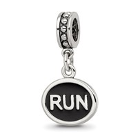 Sterling Silver Reflections Black Enameled Run Dangle Charm view 1