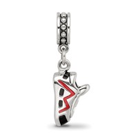 Sterling Silver Reflections Black and Red Enameled Runner's Shoe Dangle Cha view 3