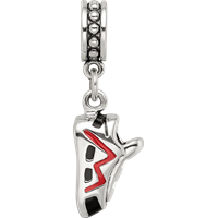 Sterling Silver Reflections Black and Red Enameled Runner's Shoe Dangle Cha view 4