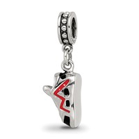 Sterling Silver Reflections Black and Red Enameled Runner's Shoe Dangle Cha view 5