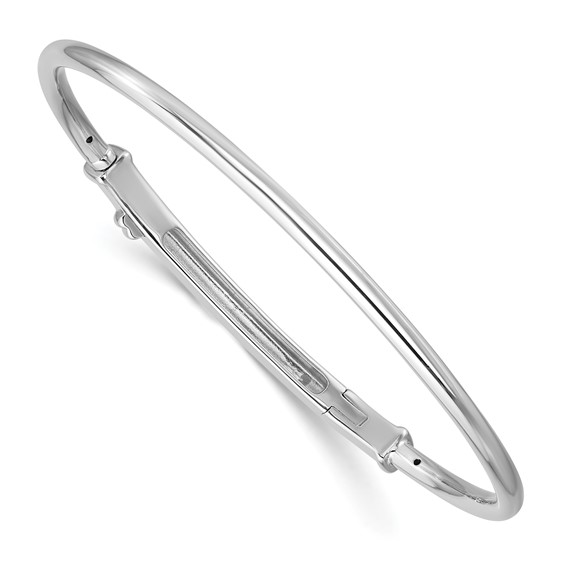 Sterling Silver Reflections Rhodium-plated Hinged Clasp Bangle